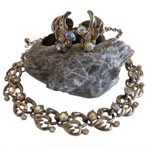 Vintage | Aurora Borearlis (AB) Rhinestone Collar Necklace & Earring Set